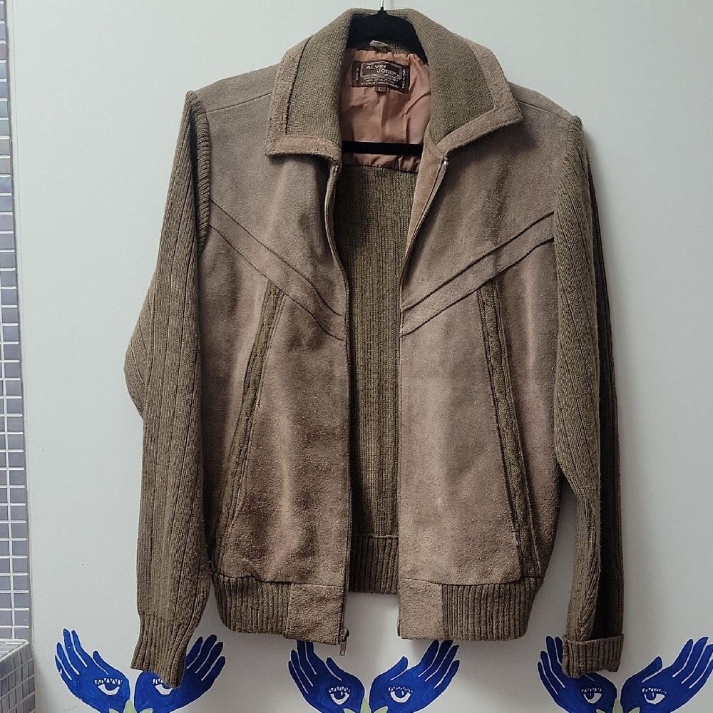 Vintage Brown Suede and Knit Jacket